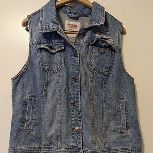 Mossimo Denim Jean Vest Button Down Sleeveless Women’s Size XXL Blue Pockets